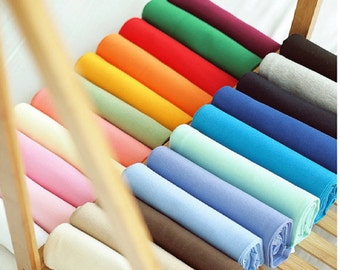 Cotton Jersey Fabric. solid knit fabric. Ribbing binding knit. rib knit. orange yellow mint aqua blue purple beige black pink peach olive