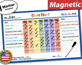Magnetic Behavior Reward Chore Chart for Kids and Teens -Dry Erase Responsibilities Chore Chart - 17" X 11" inches