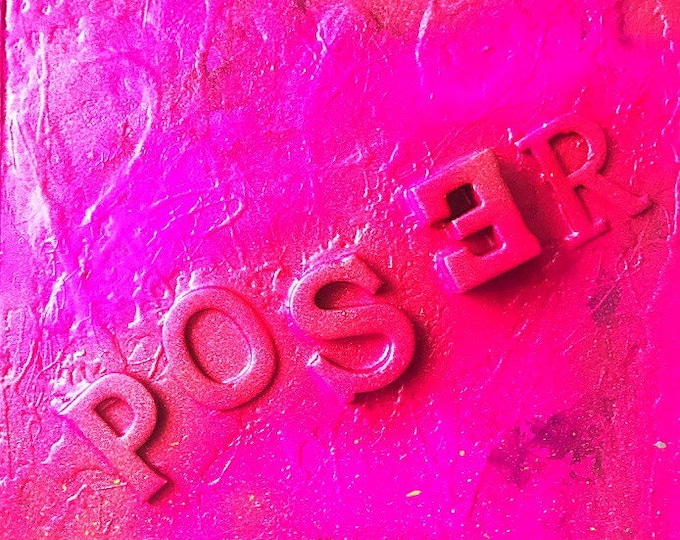 Word Art Glitter Pink Abstract Painting Handmade Home Decor