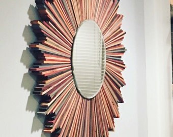 Multi-Colored Wood Starburst Mirror - **US Shipping Included!