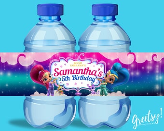 Shimmer and Shine Water Bottle Labels, Shimmer and Shine Birthday Labels, Shimmer and Shine Party Labels, Shimmer and Shine Printable Supply