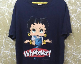 Vintage 90s Betty Boop T-shirt whatever blue colour XL size