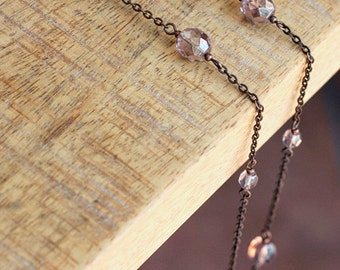 Delicate Dusty Pink and Copper Necklace