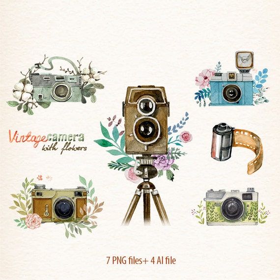 Download Camera Watercolor camera retro camera Flowers & Cameras