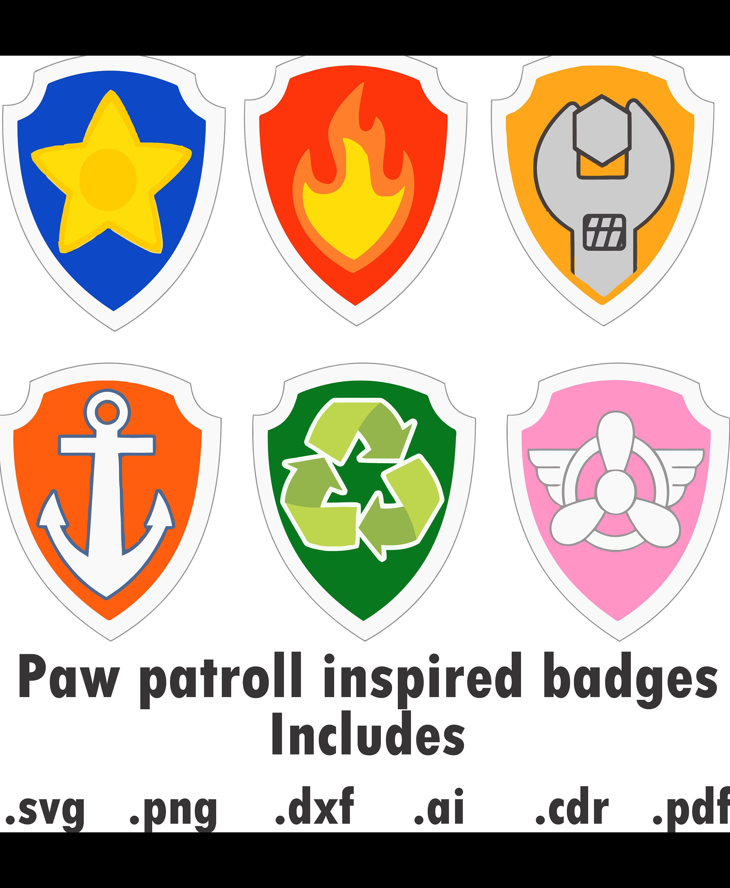 Paw patroll inspired shield badges Vectors