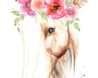 Beautiful Horse with Flower Crown - Print