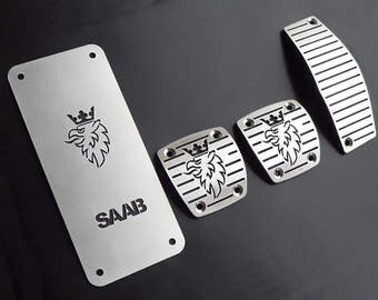 SAAB 9-3 93 II (2002-2015) YS3F Pedals and Footrest | Pad Foot Rest Clutch Gas Dead Pedal Car Upgrade Tuning Custom Interior Accessory