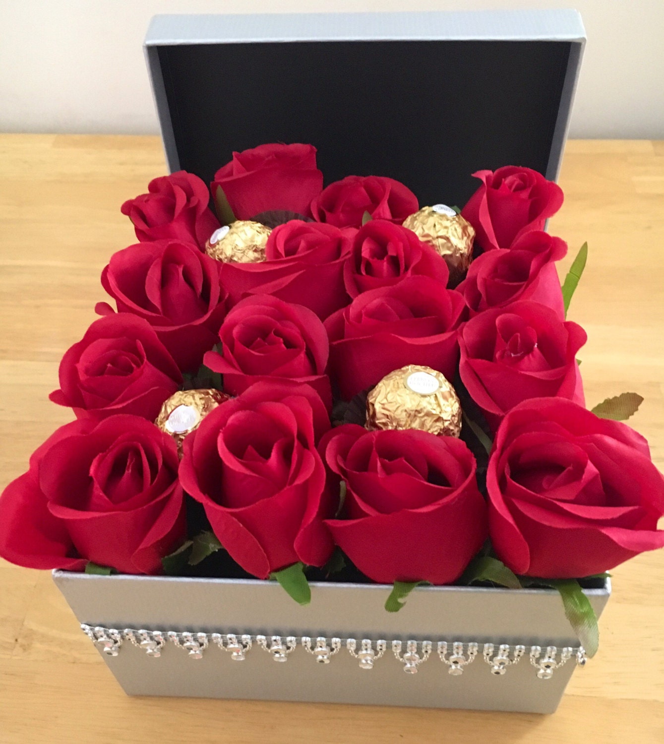 Romantic Red Roses in a Box Roses Gift for Her by Flowersbynana