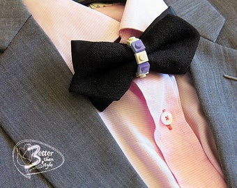 Fancy adult black bow tie with LEGO pieces