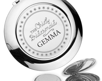 Personalised engraved CHIEF BRIDESMAID compact mirror wedding thank you gift idea, handbag mirror - DA2