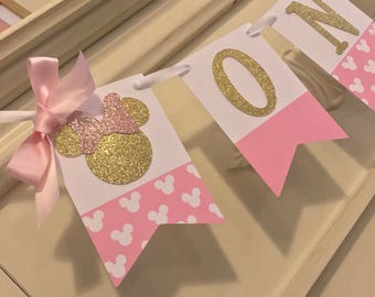 Minnie Mouse Birthday Banner | Minnie Mouse 1st Birthday Party Decorations | Pink Minnie Mouse Banner| first Birthday Girl Banner