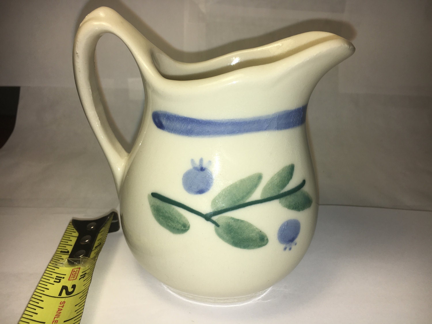 Vintage Mini Creamer, Retro Mini Pitcher, Ceramic Honey Pot, Ivory W