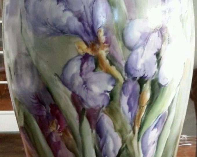 Stunning and Huge Antique Tressemanes and Vogt (T & V) Antique Limoges Iris Vase c. 1892-1907