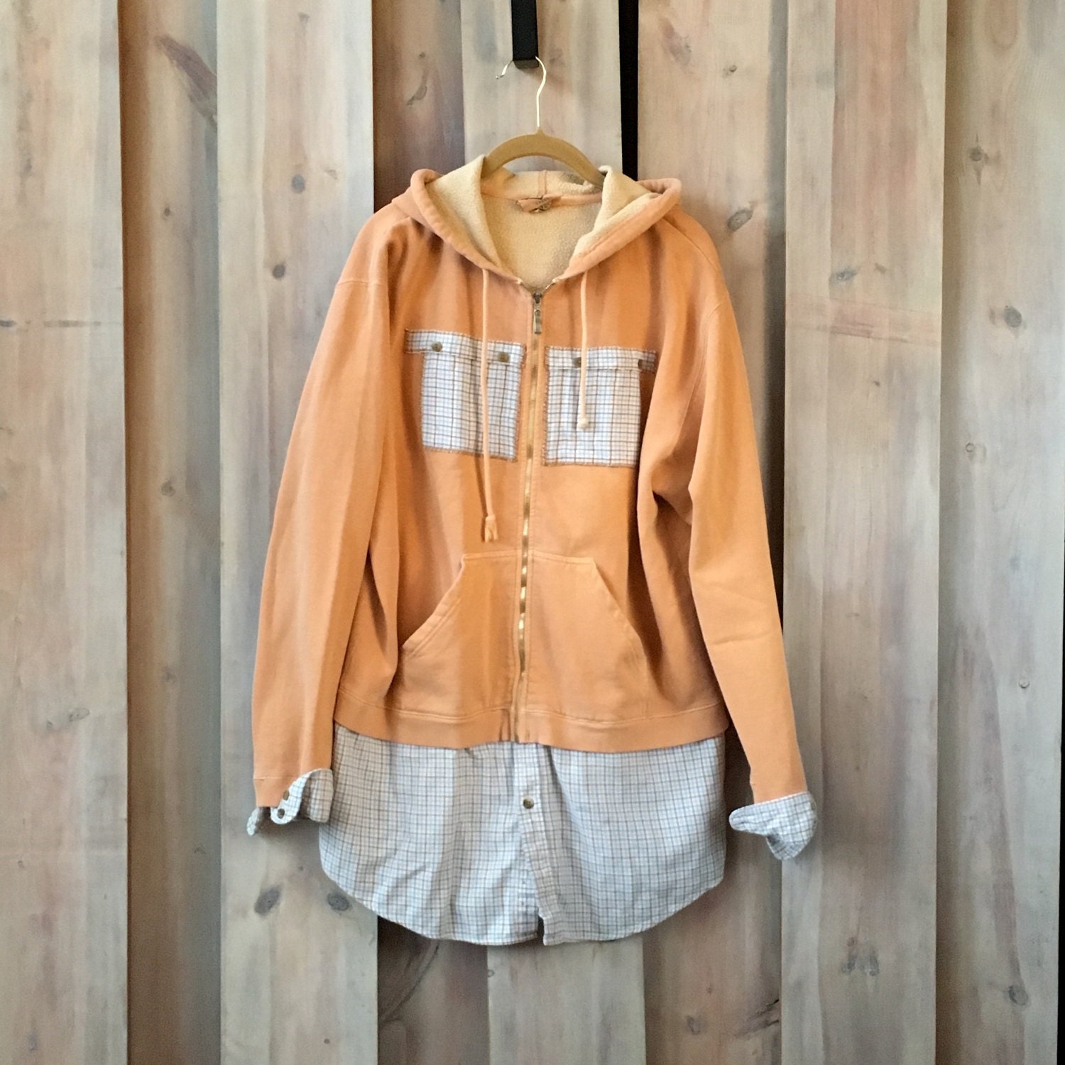 Funky Hoodie Sweatshirt Comfy Refashioned Sweatshirt Orange