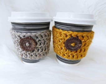 Coffee cozy - cup holder - travel mug - crochet cozy - mothers day gift - java jacket - coffee cup sleeve - tea cup sleeve - tea cozies