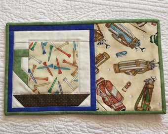 Mug rug, coaster, place mat, handmade mug rug, quilted mug rug, Father's Day gift