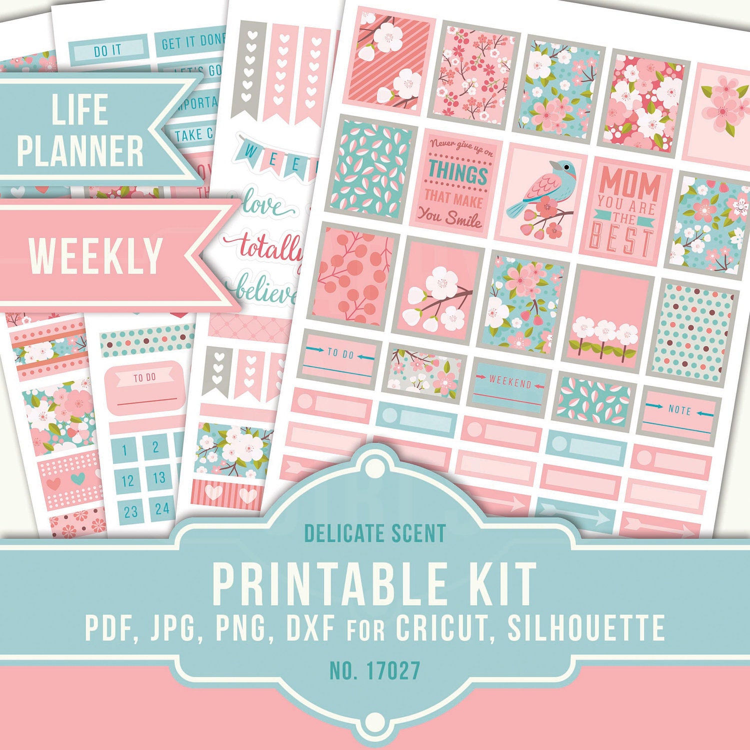 erin condren planner stickers cherry blossom spring