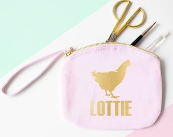 Personalised Hen Party Organic Canvas Cosmetics Pouch, Clutch bag