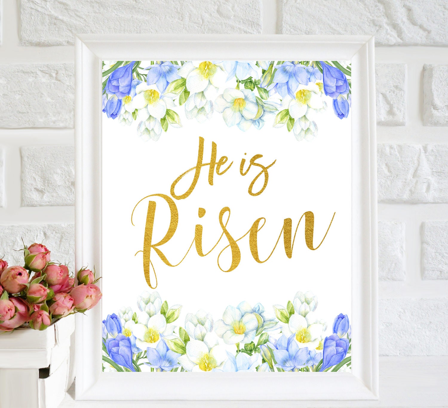 He Is Risen Print Easter Printable Easter Wall Art Easter