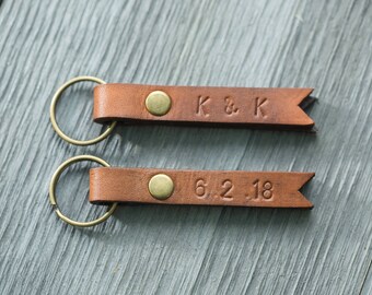 Personalized Leather Keychain, Custom Key Fob, Father's Day Gift