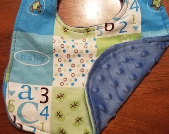 Minky and Flannel Baby Bibs for Baby Boy