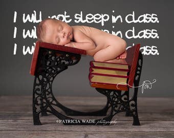 Newborn Digital Background Set of Two/Vintage Desk/Sleep in Class/Chalk Background