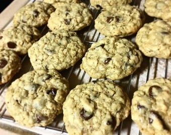 One dozen chocolate chip oatmeal lactation cookies