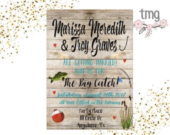 Wedding Invitation Fishing Theme, Wedding Invites, Fishing Theme, Rustic wedding Invitation, Digital File
