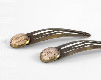 Barrettes "Cirrus" - manuscript of the middle ages under glass