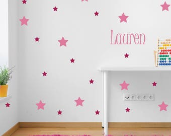 Star decal, personalized name decal, wall sticker, vinyl wall decal, custom wall decal, star decal, star confetti wall mural 421