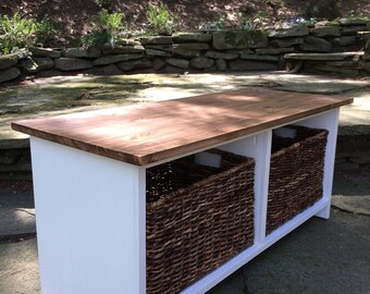 Wood bench. Storage bench. Entryway bench.