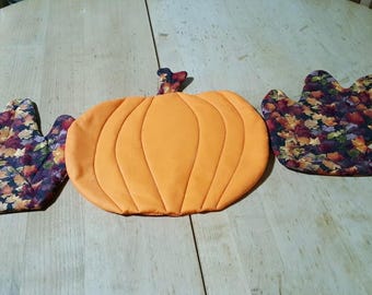 thanksgiving, hot pads, leaves, pumpkins
