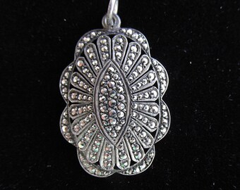 Vintage Sterling Silver Marcasite Pendant