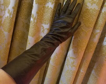 Vintage 1950's 1960's Black Kid Leather Gloves Size 6 1/2 Fetish
