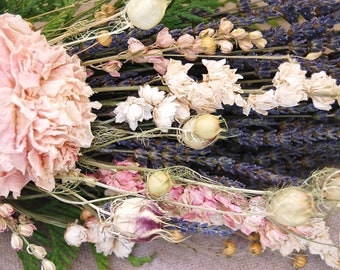 Custom Lavender and Dried Flower Archway Chair Pew Altar Arbor Chuppah Corner Sign Fence Arrangement for Natural, Boho Weddings Decor