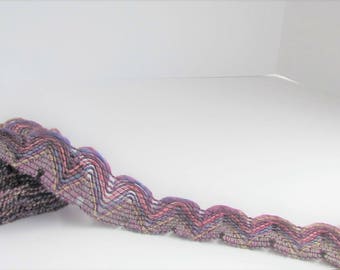 Novelty Yarn, Ribbon, Ruffling, long print, Ric Rac , Iris 1183, Berroco, purple colorway, discontinued, C, destash