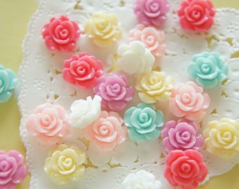 18 pcs Teeny Lovely Color Rose Cabochon (14mm) FL454