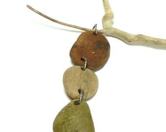 Beach Stones Pebbles TOTEM Genuine River Rocks Connections Long Charm Dangle Jewelry DIY Nature Lover Rustic Organic Tribal