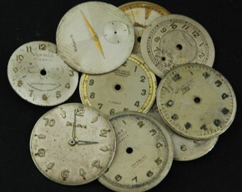 Vintage Antique Watch Dials Steampunk Faces Parts Altered Art Industrial O 60