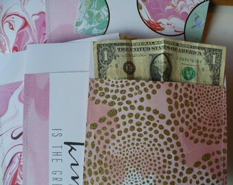 Pink and Gold Envelopes For Cash System Set of 6, Budget System