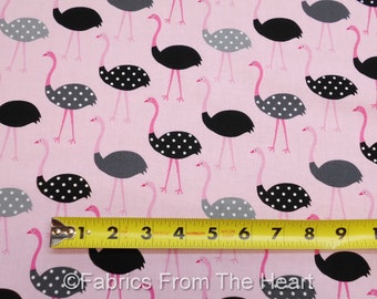 Polka Dot Ostrich Zoo Birds on Pink Urban Zoologie BY YARDS Robert Kaufman Fabric