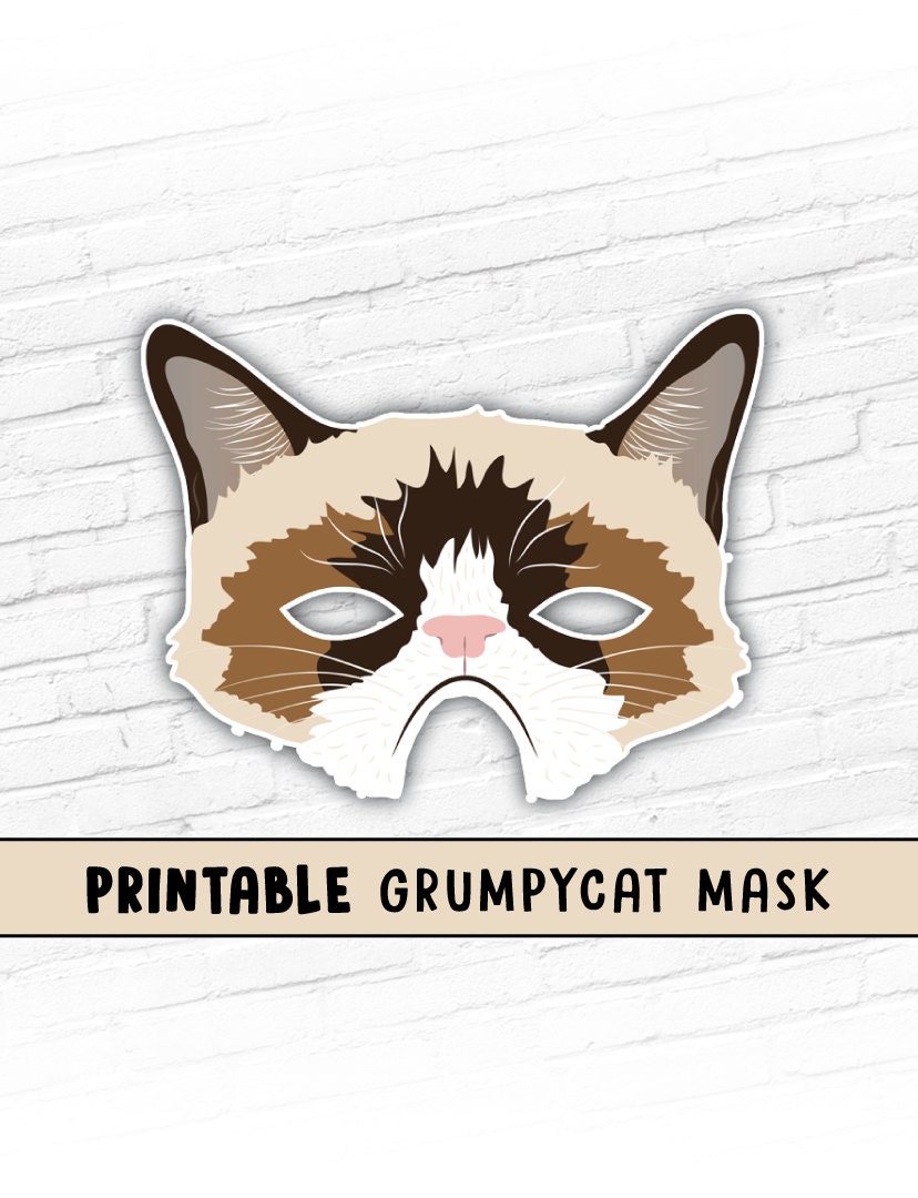 Grumpy Cat Printable Mask Photo Booth Prop Grumpy Cat