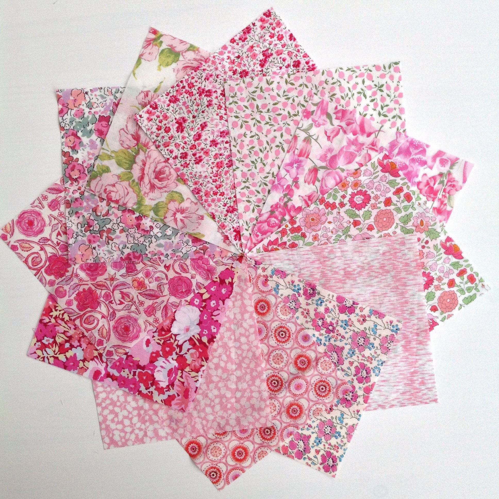 Liberty lawn PINK charm pack - 12 Liberty of London Tana Lawn Fabric 5 ...