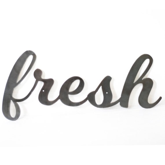 Items similar to Wall Hanging Metal Word Art Fresh on Etsy