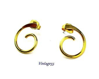 Earrings Curled Gold tone Pierced Post Avon