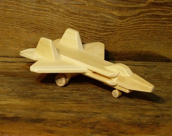 Handmade Wood Toy F-22 Jet plane Airplane Wooden Toys Eco Friendly Natural Woodworking