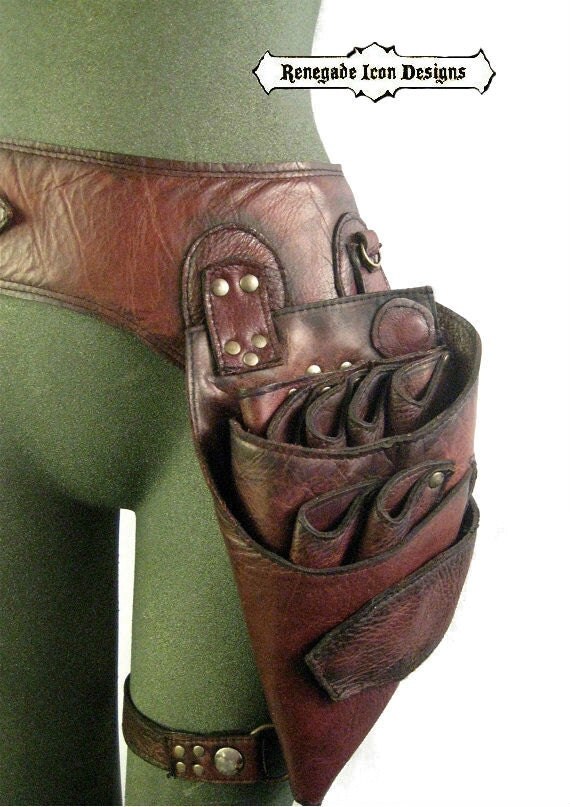 stylist shears holster belt with leg strap Wine Red hand