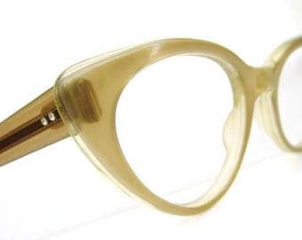 Vintage Pearly Gold French Cat Eye Glasses Frame