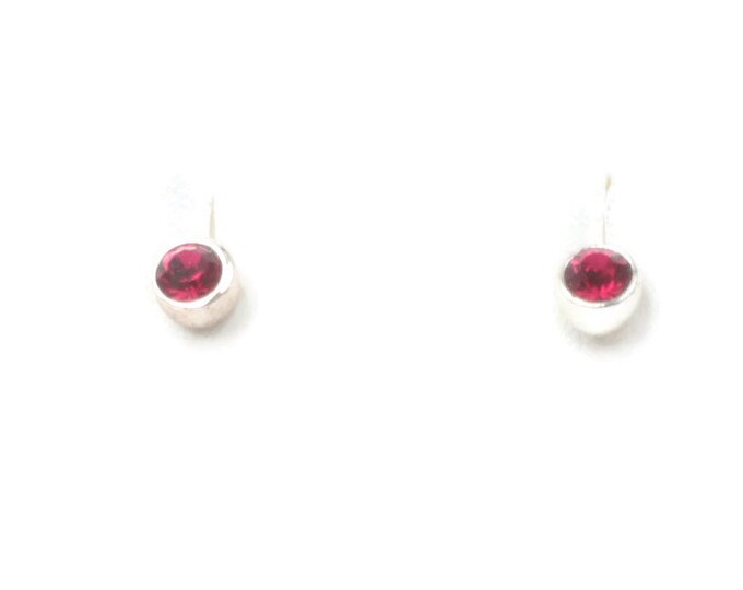 Garnet Crystal Stud Earrings Petite Size Vintage