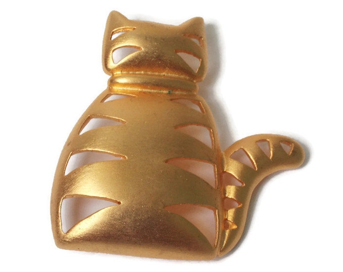 JJ Gold Tone Kitty Cat Brooch Pin Jonette Jewelry Company Vintage